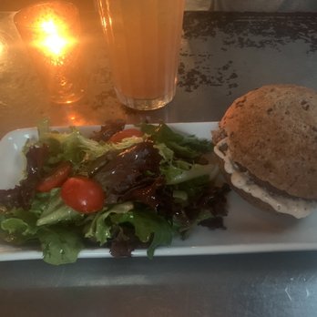 Freesoulcaffe - Truffle burger with side salad - Vegan Near Me - Tustin, California