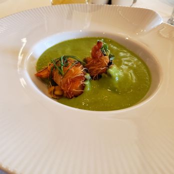 Michael Mina - Green Avocado Gazpacho & Crispy Blue Prawns - New American Near Me - Las Vegas, Nevada