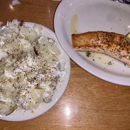 Baked potato and grilled salmon