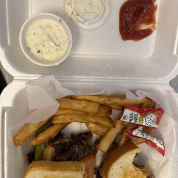 Three Pines Bistro & Bar - Steak sandwich and fries - Comfort Food Near Me - Colfax, California