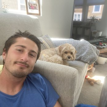 The Familiar Pet Sitter - Matt and Tiny hanging out together while mom and dad are on vacation! - Dog Walkers Near Me - Ben Lomond, California
