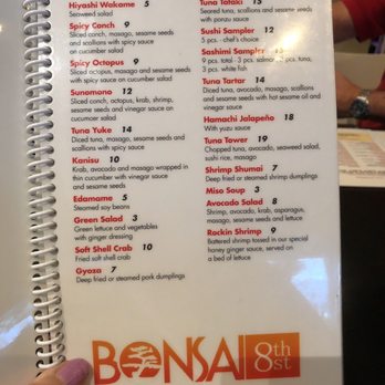 Bonsai Thai & Sushi - Menu - Sushi Bars Near Me - Miami, Florida Bonsai Thai & Sushi - Menu - Sushi Bars Near Me - Miami, Florida