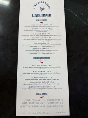 Menu photo 2 Acme Feed & Seed Nashville, TN Menu photo 2 Acme Feed & Seed Nashville, TN