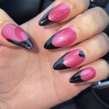 Sen Nails - Gel X manicure with black French tips - Nail Salons Near Me - Saugus, Massachusetts