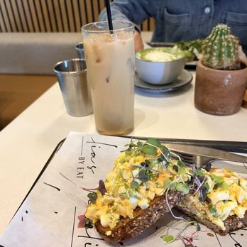 Amelia's by EAT - Egg salad toast and honey lemon iced latte... both absolutely delicious! - Coffee & Tea Near Me - Scottsdale, Arizona