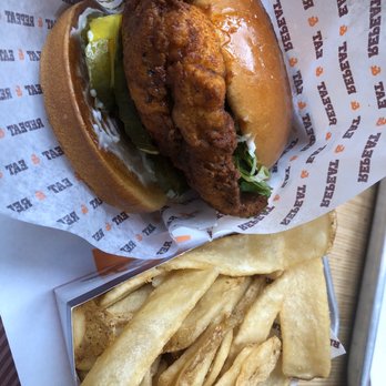 Big Chicken - Uncle Jerome : Nashville Hot Chicken Sandwich with Mayo and Pickles. And a side of Fries - Chicken Shop Near Me - Las Vegas, Nevada Big Chicken - Uncle Jerome : Nashville Hot Chicken Sandwich with Mayo and Pickles. And a side of Fries - Chicken Shop Near Me - Las Vegas, Nevada