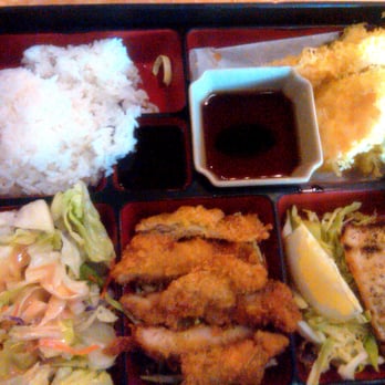 Sushi House - bento lunch "c" -- tempura, saba, tonkatsu - Japanese Near Me - San Bruno, California