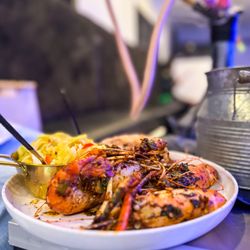 Vybz Cuisine - Yardie Pepper Shrimp with a side of cabbage
