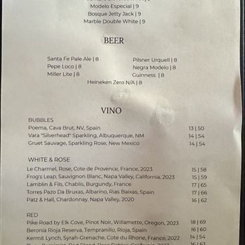 The Dragon Room Bar - Wine & Beer Menu - Lounges Near Me - Santa Fe, New Mexico