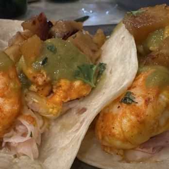 Serena - Shrimp tacos, delicious and messy.. we couldn't decide if that made them a good first date choice or not - Mexican Near Me - Miami Beach, Florida Serena - Shrimp tacos, delicious and messy.. we couldn't decide if that made them a good first date choice or not - Mexican Near Me - Miami Beach, Florida