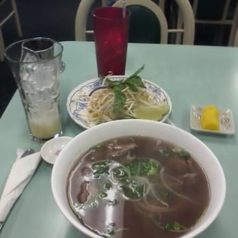 Pho House - Pho with well done brisket and rare steak with iced coffee - Vietnamese Near Me - Lawndale, California
