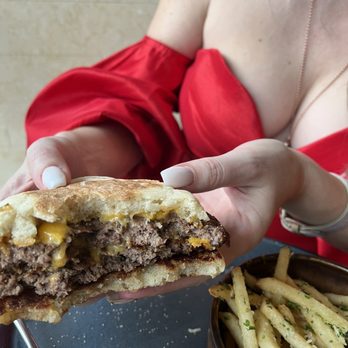 TRIS - Tris burger and USDA Prime Wife's Breasts. - New American Near Me - The Woodlands, Texas TRIS - Tris burger and USDA Prime Wife's Breasts. - New American Near Me - The Woodlands, Texas