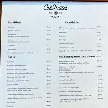 CalaMillor - Temporary menu - Spanish Near Me - Miami, Florida