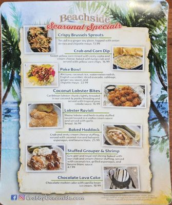 Menu photo 5 Crabby's Oceanside Daytona Beach, FL