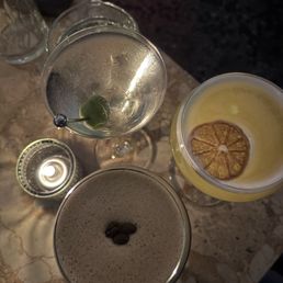 Espresso martini, dirty martini, pineapple mocktail Espresso martini, dirty martini, pineapple mocktail