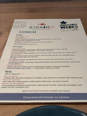 Menu photo 4 Zaranda Houston, TX