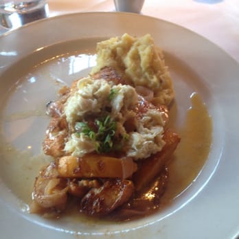 Chart House - Grouper with mashed potatoes peaches and crab meat! - Seafood Near Me - Savannah, Georgia