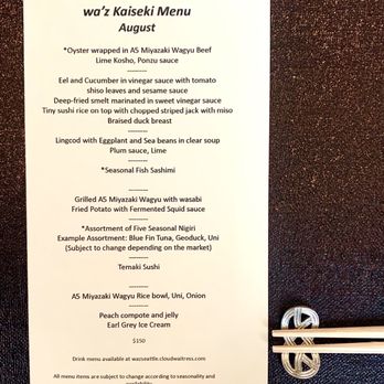 wa’z - Menu - Japanese Near Me - Seattle, Washington