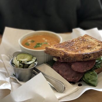 FoodHeads - Half the lami (meh) and tomato coconut soup (delicious) - Sandwiches Near Me - Austin, Texas FoodHeads - Half the lami (meh) and tomato coconut soup (delicious) - Sandwiches Near Me - Austin, Texas