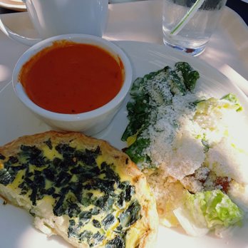 la Madeleine - Cafe Sampler. Quiche Florentine, Tomato Basil Soup, and Caesar Salad. Very tasty. - Cafes Near Me - Buford, Georgia