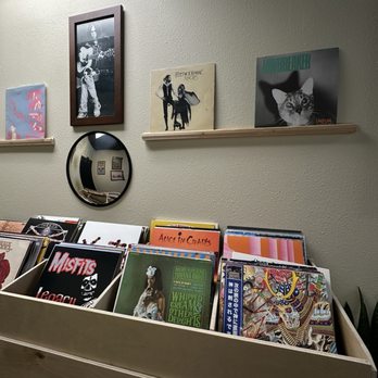 Three Ring Coffee - hallway of records to browse while you wait - Coffee & Tea Near Me - Corona, California
