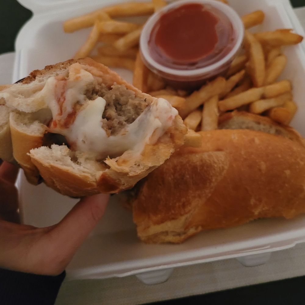 Massimino's Pizzeria - Meatball sub with French fries - Pizza Near Me - Ansonia, Connecticut Massimino's Pizzeria - Meatball sub with French fries - Pizza Near Me - Ansonia, Connecticut