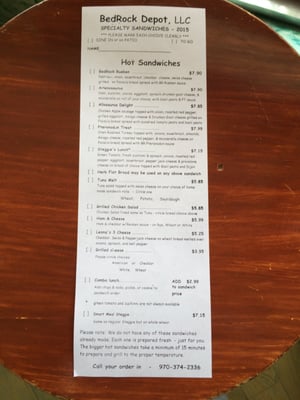 Menu photo 3 BedRock Depot Dinosaur, CO