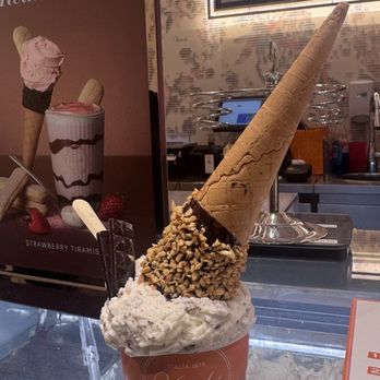 Venchi - Pistachio gelato with chocolate nut dipped cone - Gelato Near Me - San Diego, California