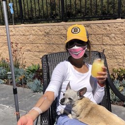 Chilling on the patio with an IV and pup. Chilling on the patio with an IV and pup.