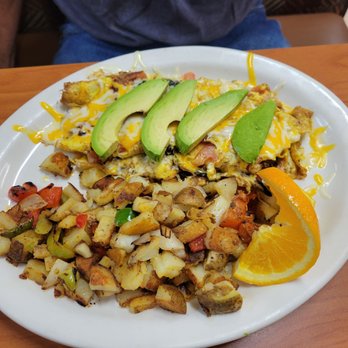 El Corral Baja Grill  - Vegetable omelet with home fries and avocado,  perfect! - Mexican Near Me - Riverside, California