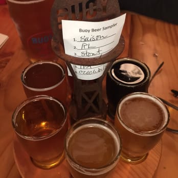 Buoy Beer - Neat looking sample tray, with 6 tasters for $8 - Brewpubs Near Me - Astoria, Oregon Buoy Beer - Neat looking sample tray, with 6 tasters for $8 - Brewpubs Near Me - Astoria, Oregon