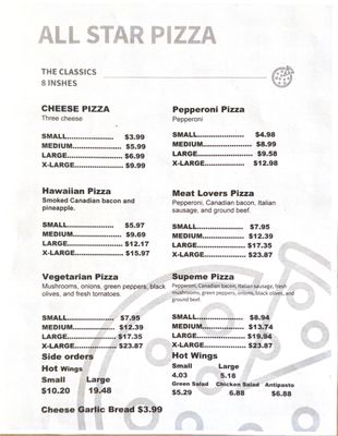 Menu photo 1 All Star Pizza Moreno Valley, CA