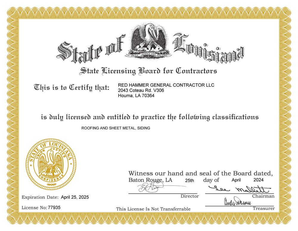 Slide of Red Hammer General Contractor