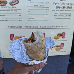 Steak rice and beans burrito