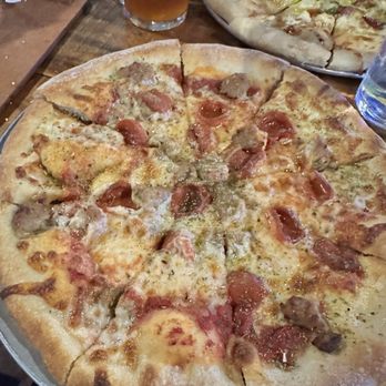Studly Brewing - Pepperoni Pizza with Sausage. Delicious! I do love the dough recipe, one of the best. - Breweries Near Me - Chesapeake, Virginia Studly Brewing - Pepperoni Pizza with Sausage. Delicious! I do love the dough recipe, one of the best. - Breweries Near Me - Chesapeake, Virginia