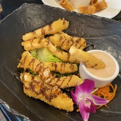 Fuji Sushi Bar & Grill - Our Favorite Calamari Age - steak fries style - and Fresh Spring Rolls
