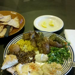 Mediterranean Grocery & Cafe - The sampler plate with a side of gyro meat. Yummy!!