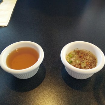 Original Thai BBQ - Won ton sauce, and spicy pork jerky sauce... Both delivered before the actual won tons and pork jerky. - Thai Near Me - Clackamas, Oregon