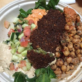 Wild Fig - Salad bowl with falafel, chickpea and lentil salad, hummus, and spicy feta - Turkish Near Me - Roslyn, New York Wild Fig - Salad bowl with falafel, chickpea and lentil salad, hummus, and spicy feta - Turkish Near Me - Roslyn, New York