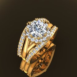 Diamant Regent - custom made  design of a diamond  engagement ring with 2 matching bands
