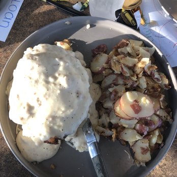 Biscuit & Hogs - Chicken and a biscuit breakfast! Soo much food! - New American Near Me - Meridian, Idaho