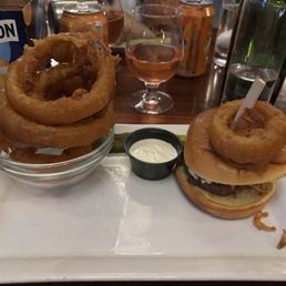 Little Bleu with Beer-Battered Onion Rings