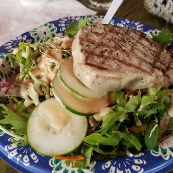 Sleeping Giant Grill - Ahi steak on super fresh greens. Be prepared to pay fresh market price, because its completely worth it it! #secretdressing - Seafood Near Me - Kapaa, Hawaii