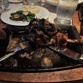 Rraci's Restaurant - Costoletta di Vitello - grilled Veal chop with mushrooms rosemary and garlic, plus mashed potatoes and broccoli rabe - Italian Near Me - Brewster, New York