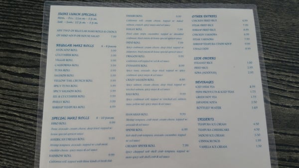 Menu photo 7 Hiro Hibachi Express and Sushi Fishers, IN