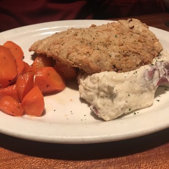 Charleston's - Chicken fried steak, mashed red potatoes and glazed cRrits. - American Near Me - Oklahoma City, Oklahoma Charleston's - Chicken fried steak, mashed red potatoes and glazed cRrits. - American Near Me - Oklahoma City, Oklahoma