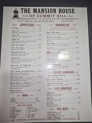 Menu photo 6 The Mansion House Summit Hill, PA