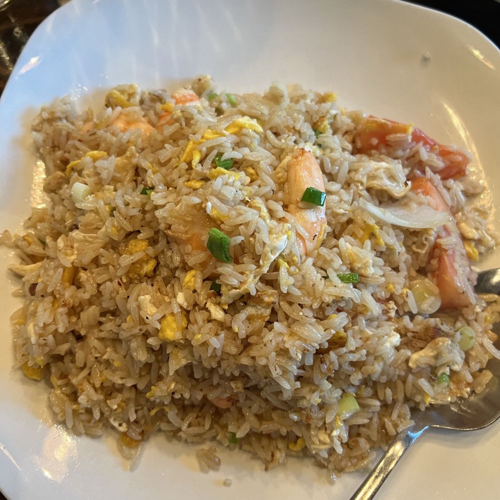Eggplants Thai Cuisine - Fried Rice with shrimp and extra egg - Thai Near Me - Temecula, California Eggplants Thai Cuisine - Fried Rice with shrimp and extra egg - Thai Near Me - Temecula, California