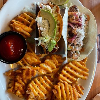 Loco Patron - Crunchy Taco & Mahi Mahi Taco with Waffle Fries - Mexican Near Me - Tempe, Arizona Loco Patron - Crunchy Taco & Mahi Mahi Taco with Waffle Fries - Mexican Near Me - Tempe, Arizona