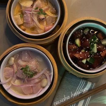 Paperfish Sushi - Ceviche sampler - Sushi Bars Near Me - Miami, Florida Paperfish Sushi - Ceviche sampler - Sushi Bars Near Me - Miami, Florida